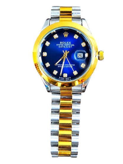 Rolex Datejust Two-Tone Diamond Dial - Blue / Green / Wine Red Edition | President Bracelet | Date Working
