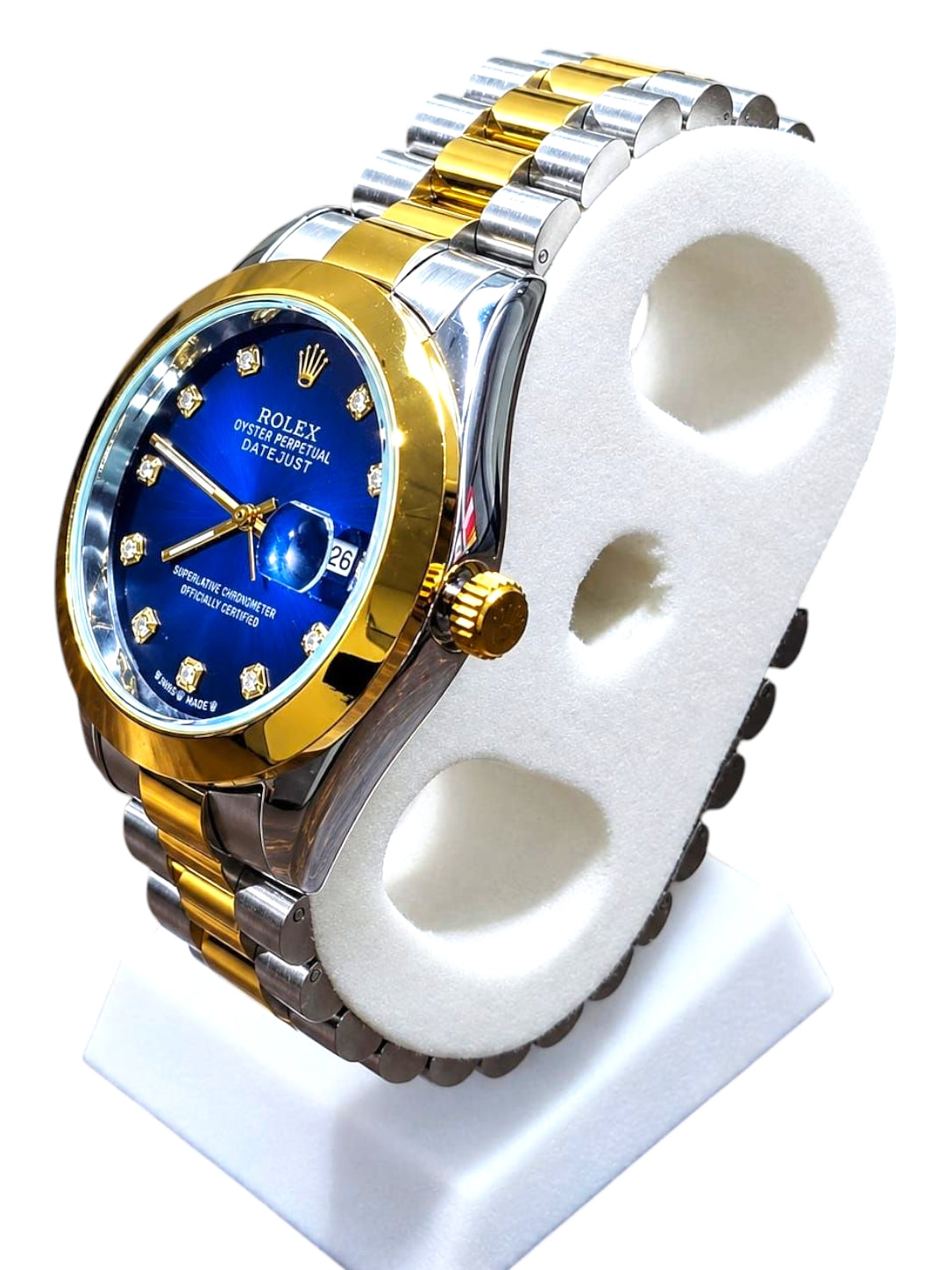 Rolex Datejust Two-Tone Diamond Dial - Blue / Green / Wine Red Edition | President Bracelet | Date Working