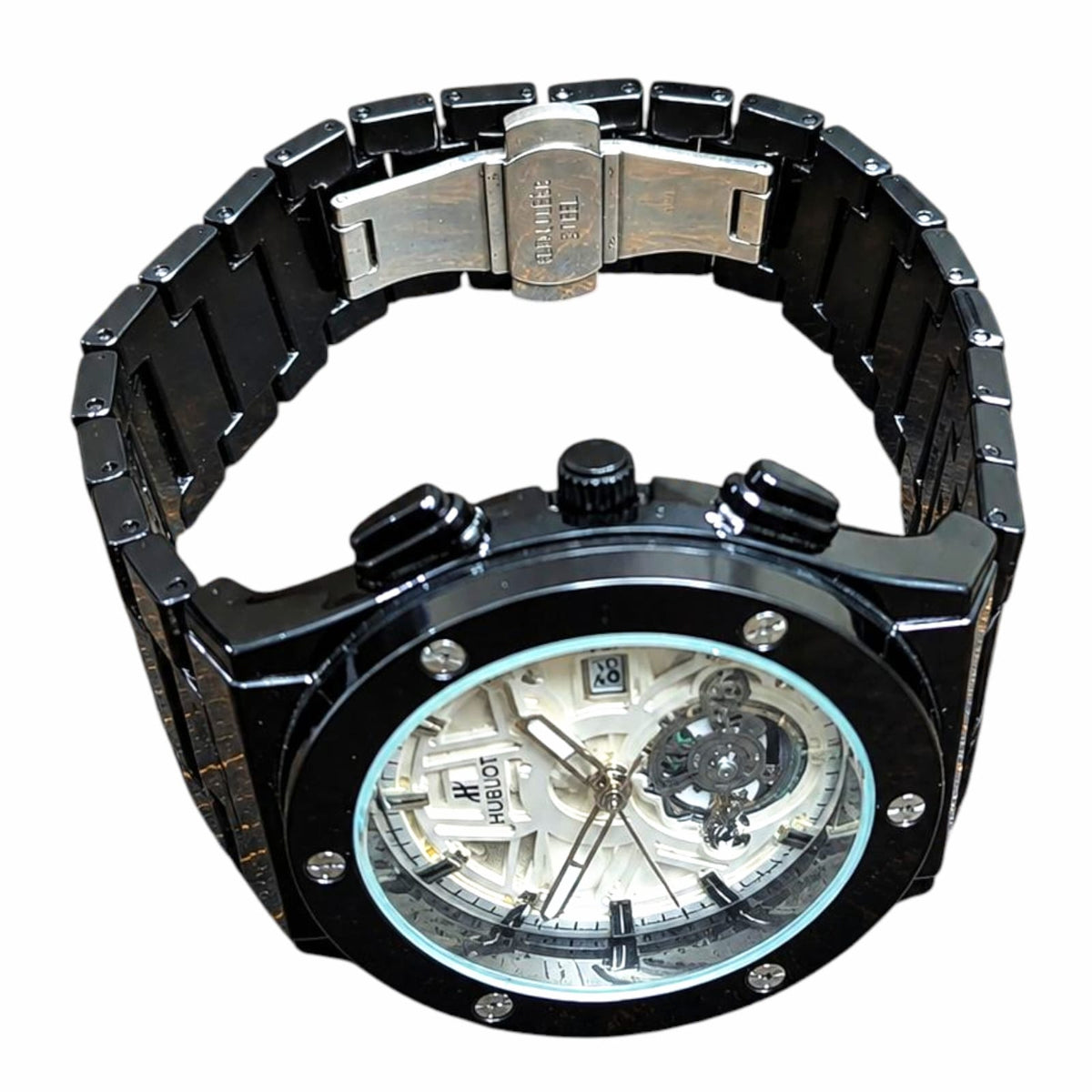 HUBLOT Big Bang Tourbillon Watch For Men - Black & White Skeleton Dial