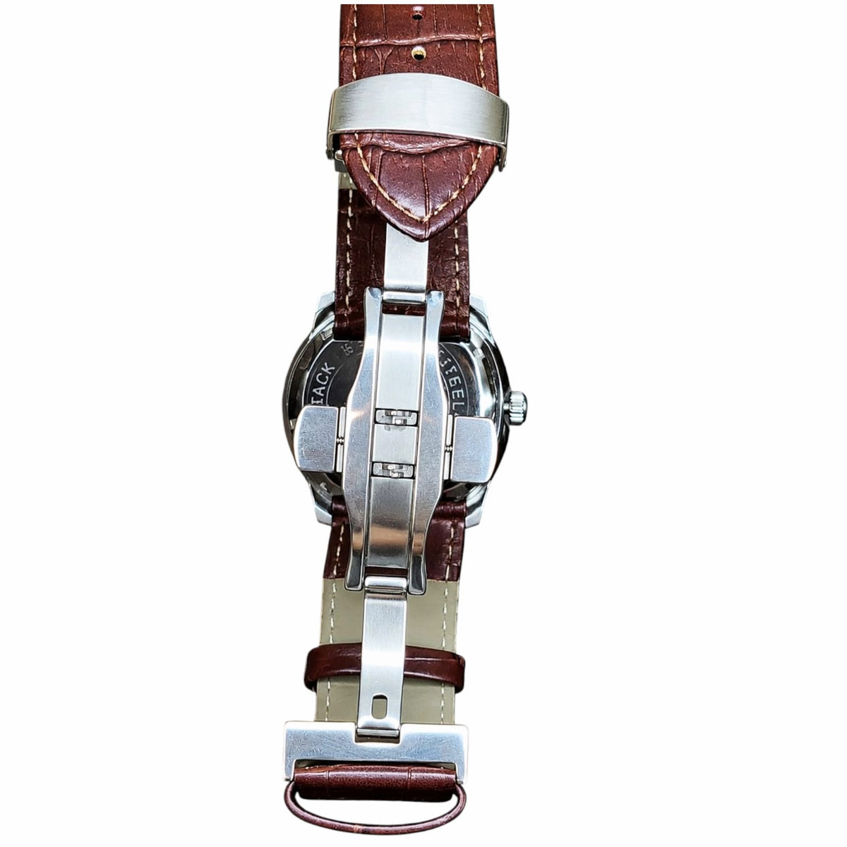 Nautilus Classic Brown Gradient Dial Luxury Watch - Silver Stainless Steel Case with Crocodile Leather Strap