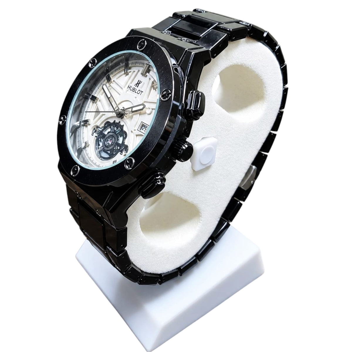 HUBLOT Big Bang Tourbillon Watch For Men - Black & White Skeleton Dial