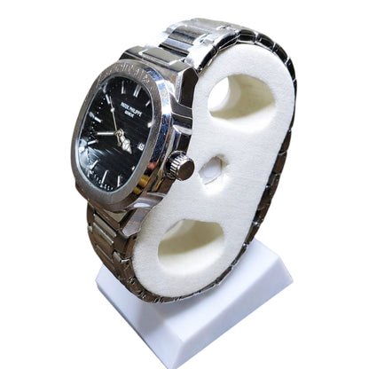 Luxury Nautilus-Style Stainless Steel Watch - Green, White & Black Dial