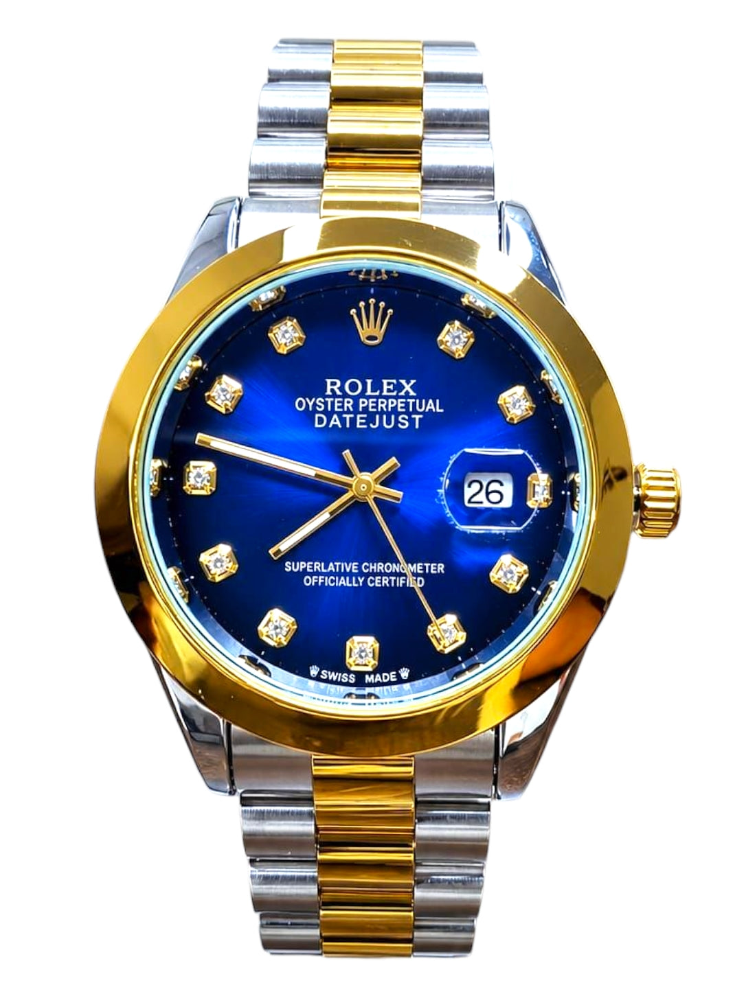 Rolex Datejust Two-Tone Diamond Dial - Blue / Green / Wine Red Edition | President Bracelet | Date Working