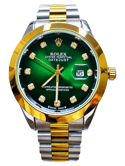 Rolex Datejust Two-Tone Diamond Dial - Blue / Green / Wine Red Edition | President Bracelet | Date Working