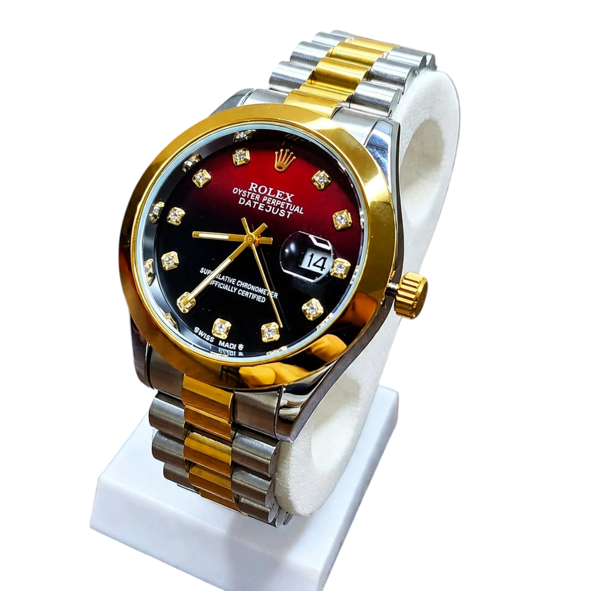 Rolex Datejust Two-Tone Diamond Dial - Blue / Green / Wine Red Edition | President Bracelet | Date Working