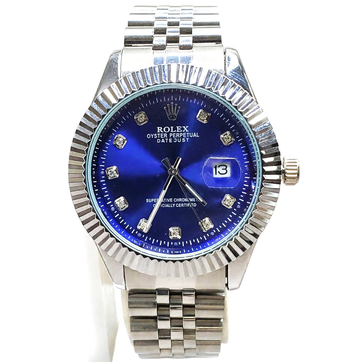 Rolex Oyster Perpetual Datejust Homage - Blue Diamond Dial Edition - Silver Jubilee